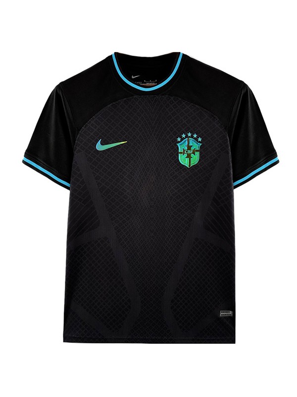 Brazil pre-match training jersey black soccer uniform men's sportswear football kit top sports shirt 2022